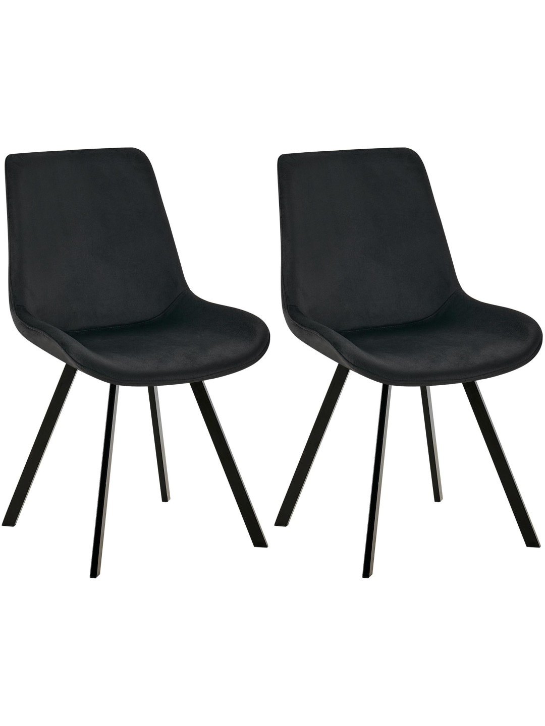 Set van 2 eetkamerstoelen Lewes fluweel, zwart