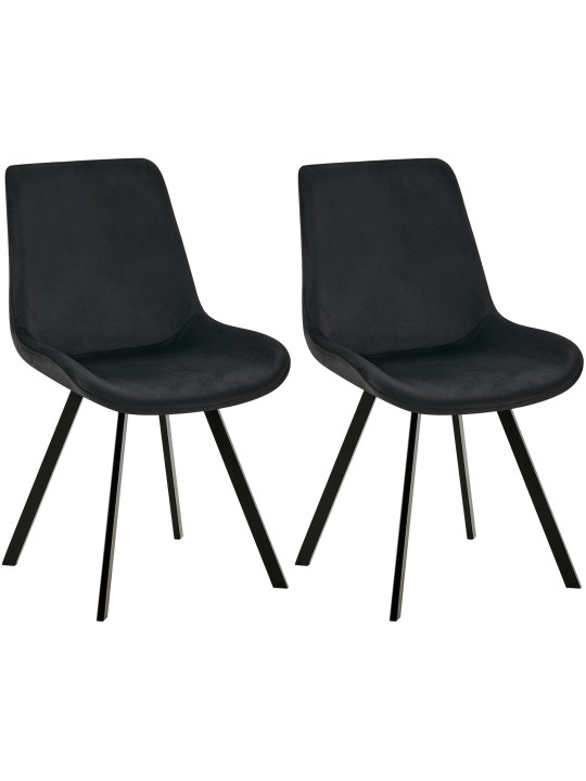 Set van 2 eetkamerstoelen Lewes fluweel, zwart