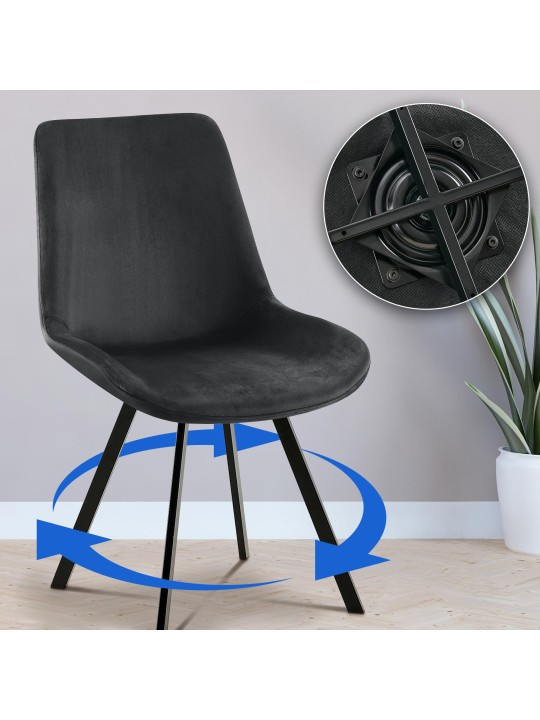 Set van 2 eetkamerstoelen Lewes fluweel, zwart