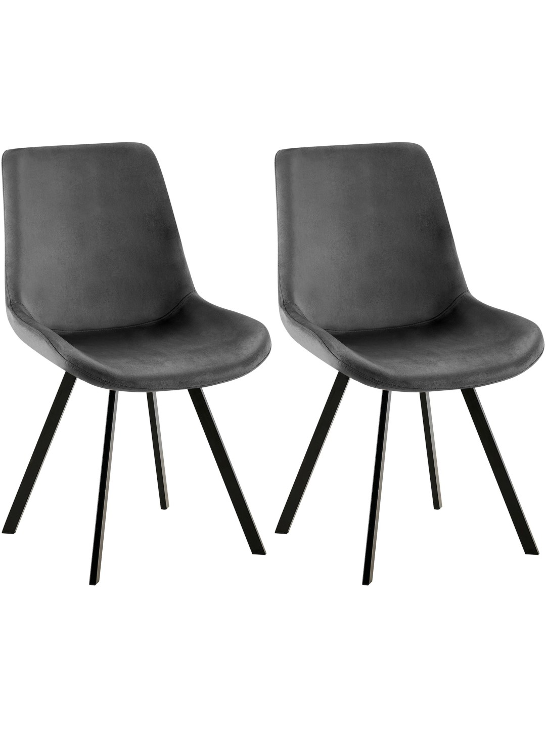 Set van 2 eetkamerstoelen Lewes fluweel, donkergrijs