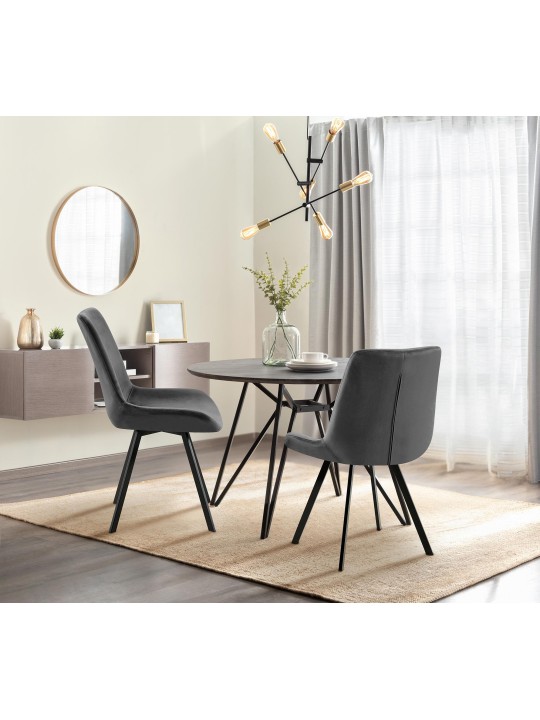 Set van 2 eetkamerstoelen Lewes fluweel, donkergrijs