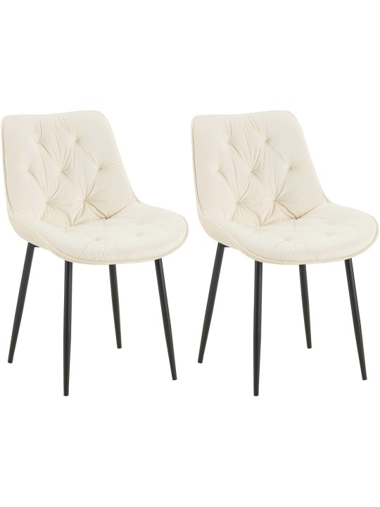 Set van 2 eetkamerstoelen Wallace fluweel, crème