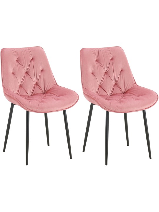 Set van 2 eetkamerstoelen Wallace fluweel, roze