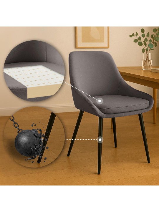 Elmira fluwelen eetkamerstoel, antraciet