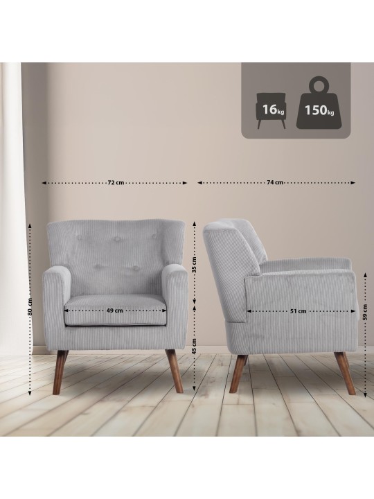 Fauteuil Kioni Koord, grijs Fauteuil Kioni Koord, grijs