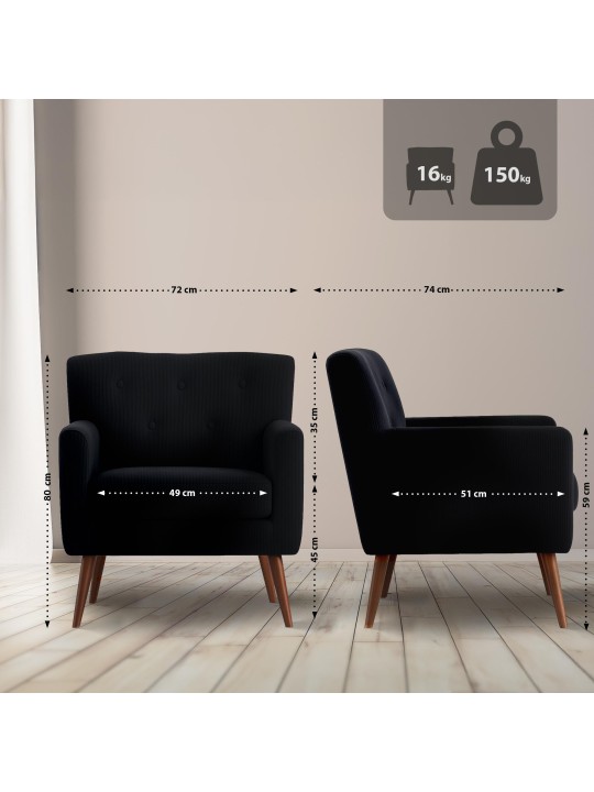 Fauteuil Kioni Koord, zwart Fauteuil Kioni Koord, zwart