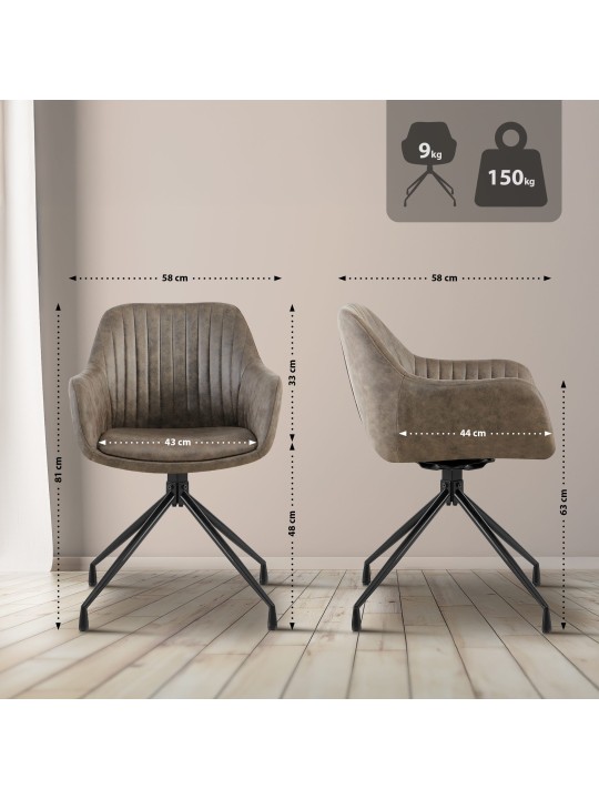 Set van 2 eetkamerstoelen Welby Vintage, grijs