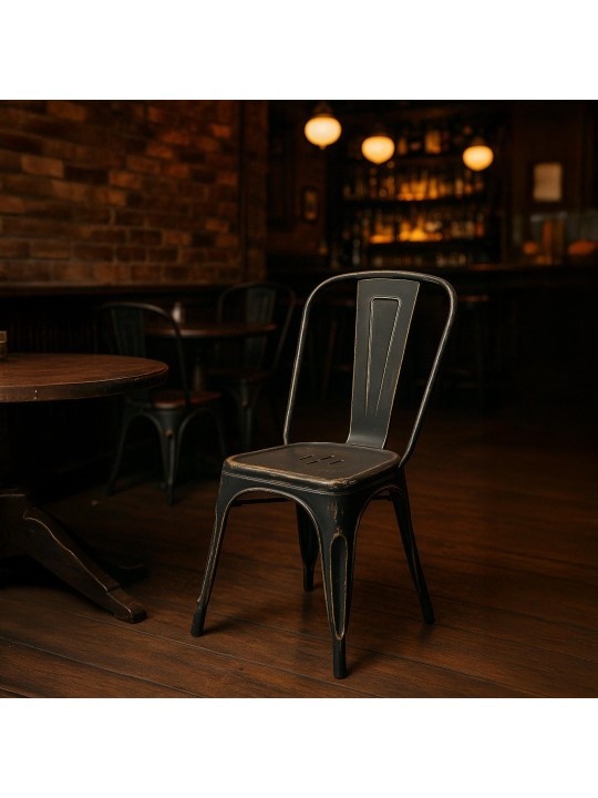 Stoel Benedikt antiek, zwart-goud