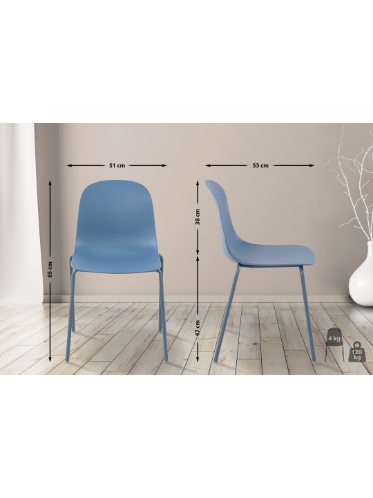 Set van 2 stoelen Hardin, blauw