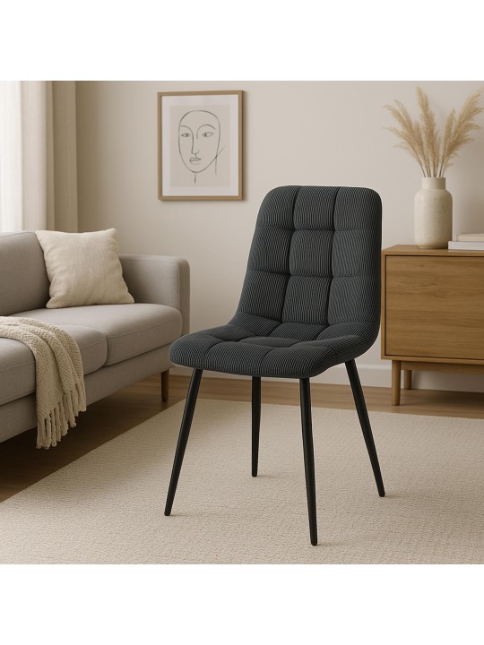 Eetkamerstoel Antibes Cord, zwart