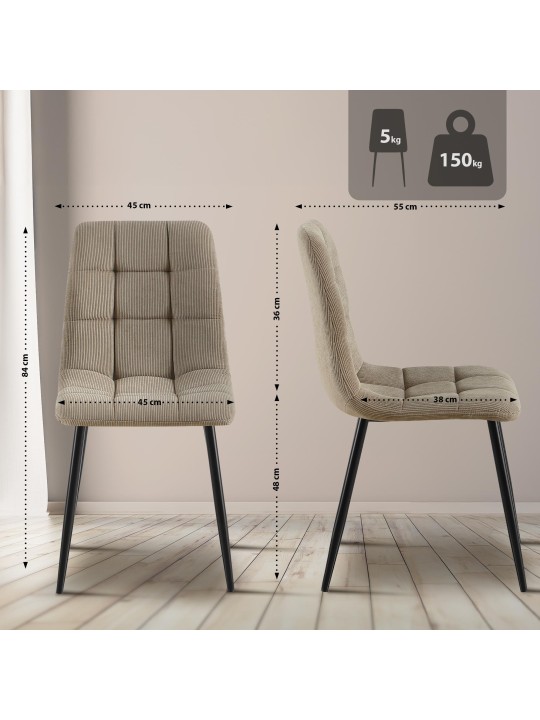 Eetkamerstoel Tilde Cord, taupe