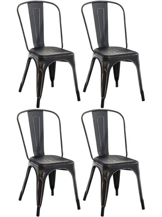 Set van 4 antieke Benedikt stoelen, zwart-goud