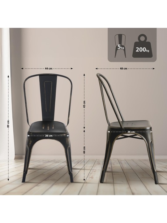 Set van 4 antieke Benedikt stoelen, zwart-goud