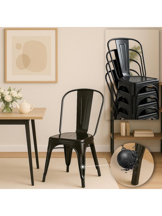 Set van 4 stoelen Benedikt, zwart