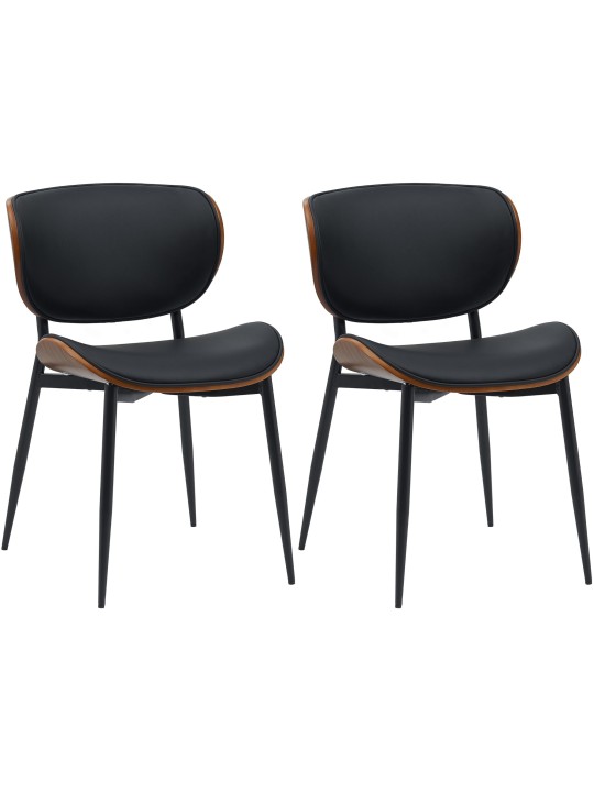 Set van 2 eetkamerstoelen Enid kunstleer, walnoot/zwart