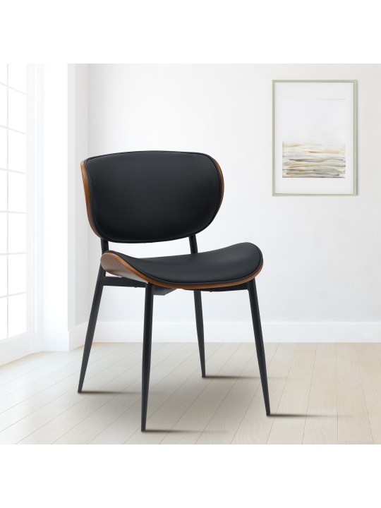 Set van 2 eetkamerstoelen Enid kunstleer, walnoot/zwart