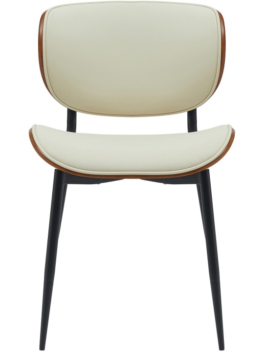 Set van 2 eetkamerstoelen Enid kunstleer, walnoot/crème