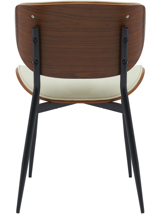 Set van 2 eetkamerstoelen Enid kunstleer, walnoot/crème