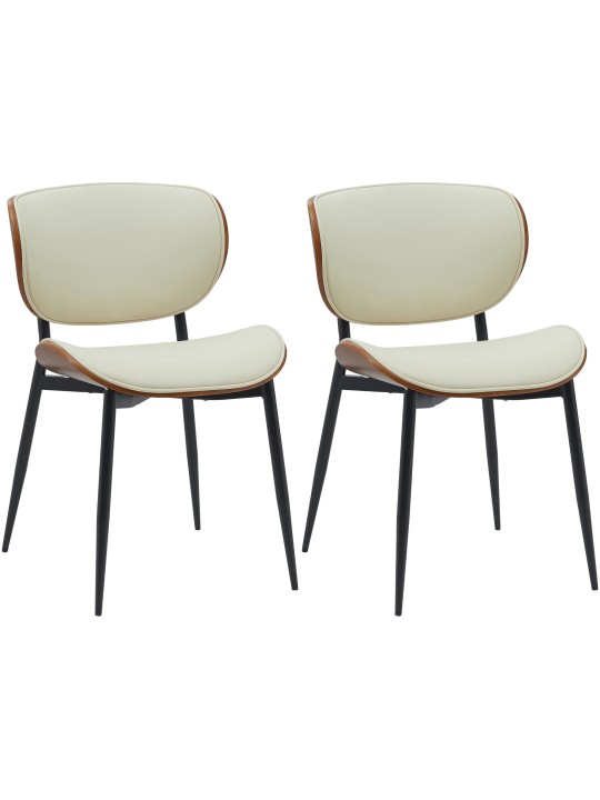 Set van 2 eetkamerstoelen Enid kunstleer, walnoot/crème