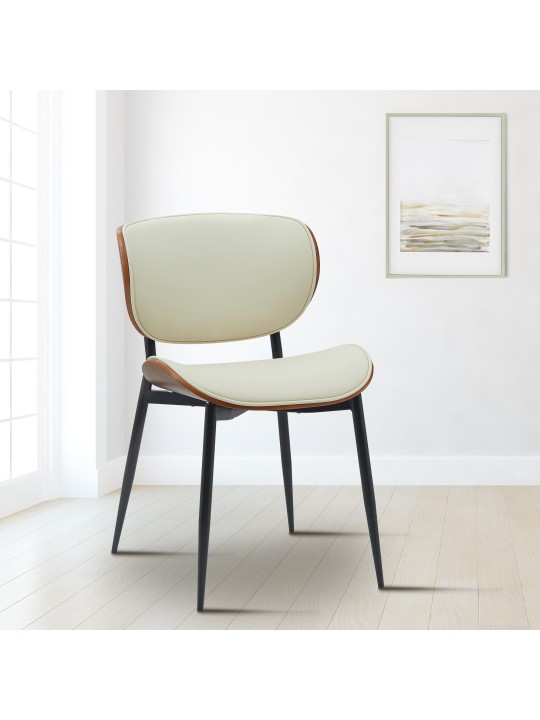 Set van 2 eetkamerstoelen Enid kunstleer, walnoot/crème