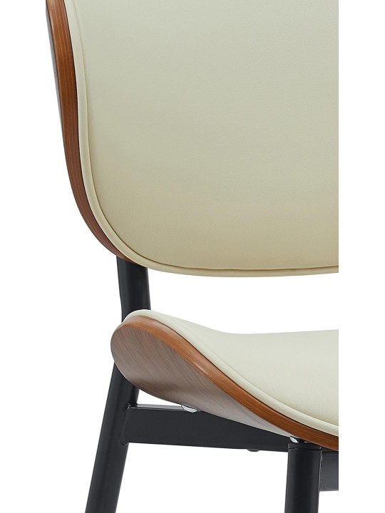 Set van 2 eetkamerstoelen Enid kunstleer, walnoot/crème