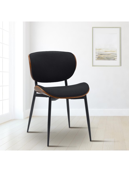 Set van 2 eetkamerstoelen Enid stof, walnoot/zwart