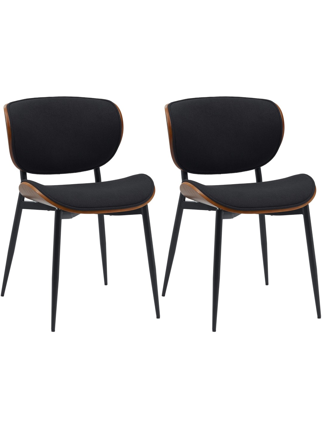 Set van 2 eetkamerstoelen Enid stof, walnoot/zwart