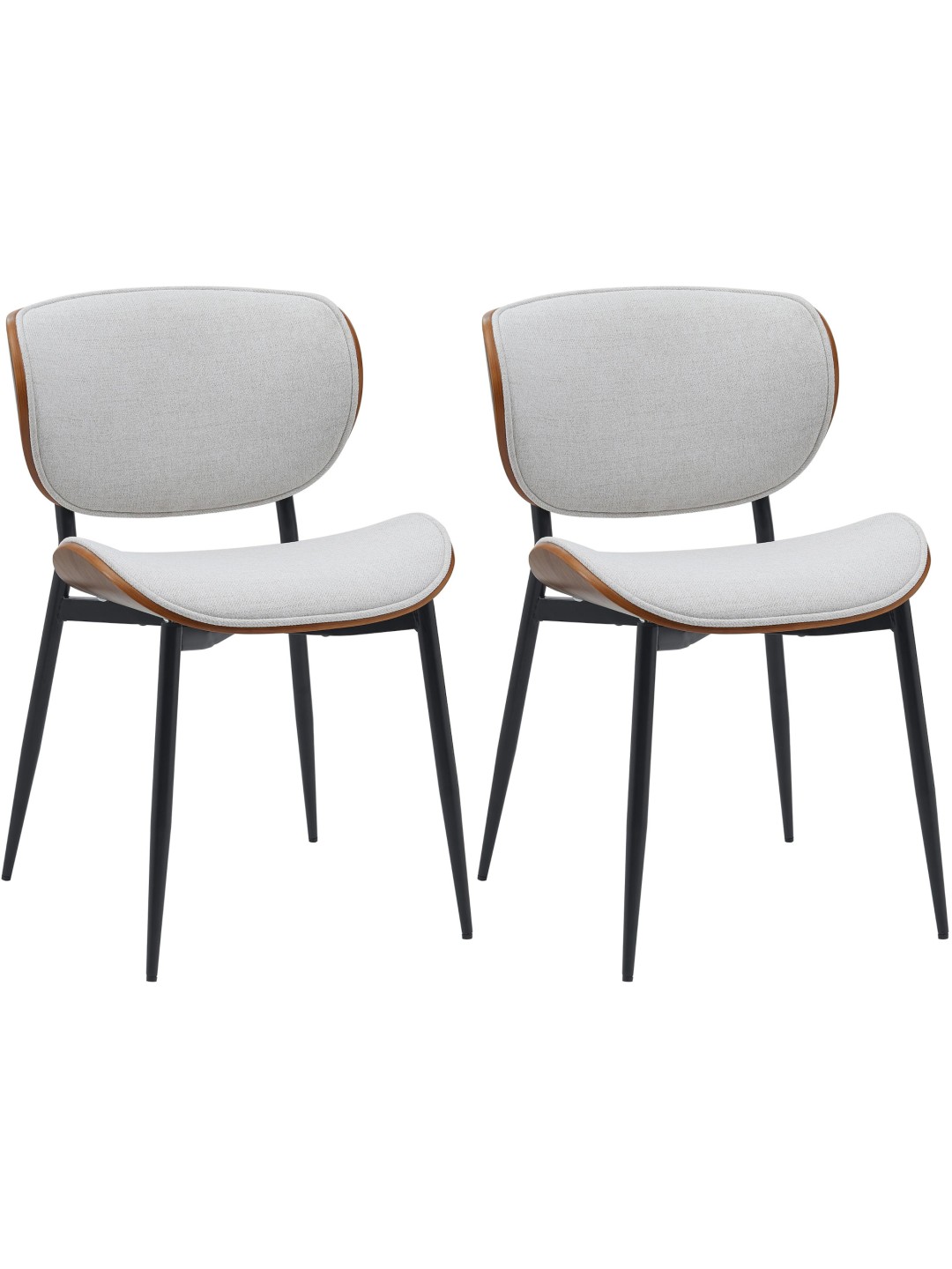 Set van 2 eetkamerstoelen Enid stof, walnoot/crème