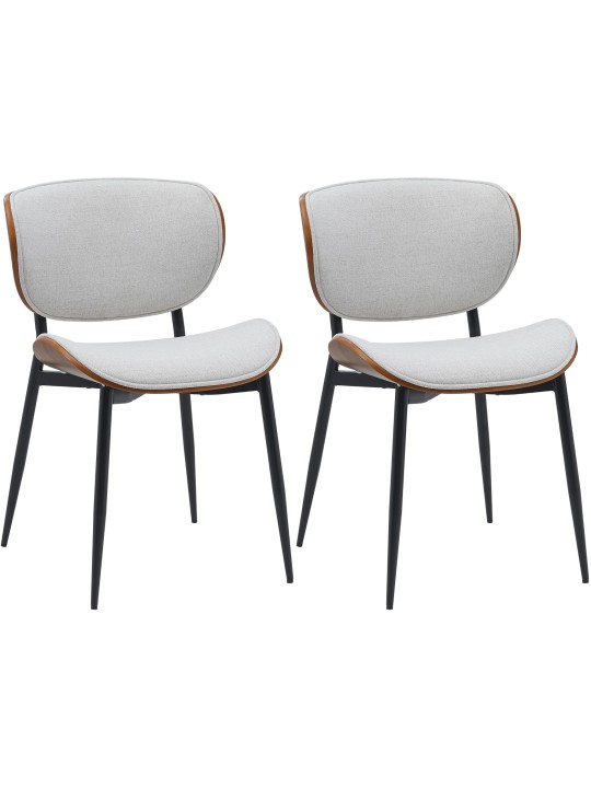 Set van 2 eetkamerstoelen Enid stof, walnoot/crème