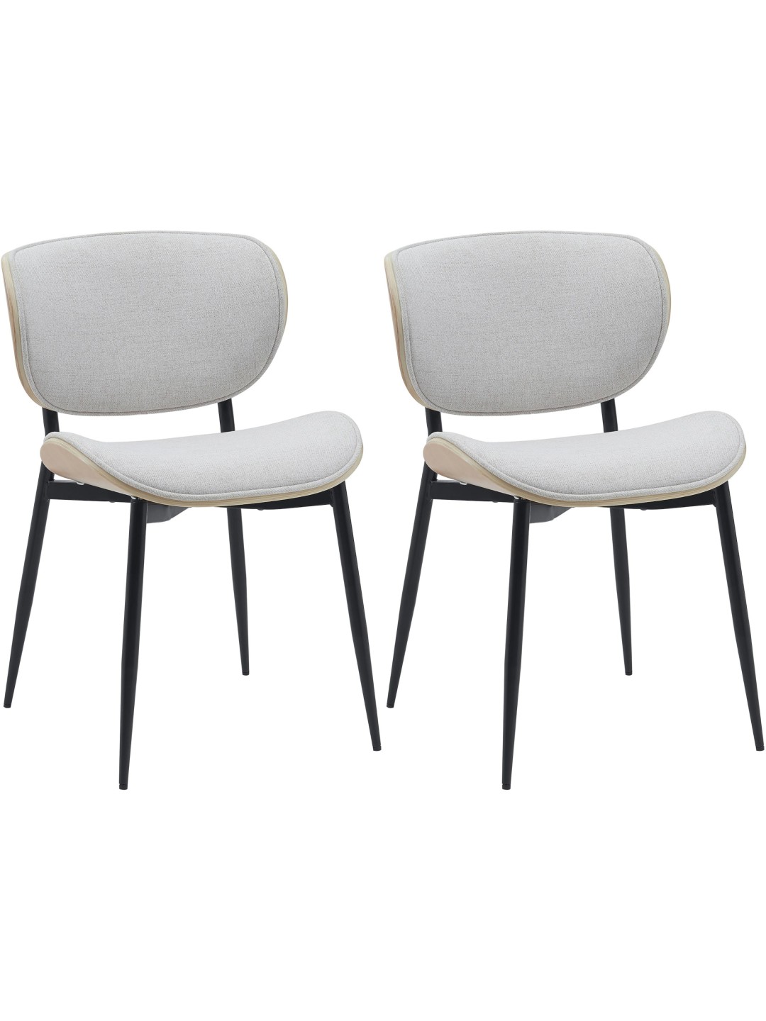 Set van 2 eetkamerstoelen Enid stof, naturel/crème