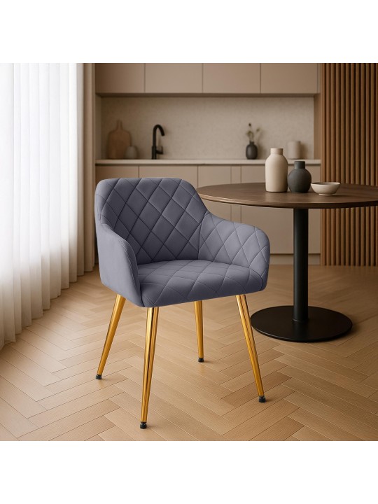 Set van 2 eetkamerstoelen Monett fluweel G, donkergrijs