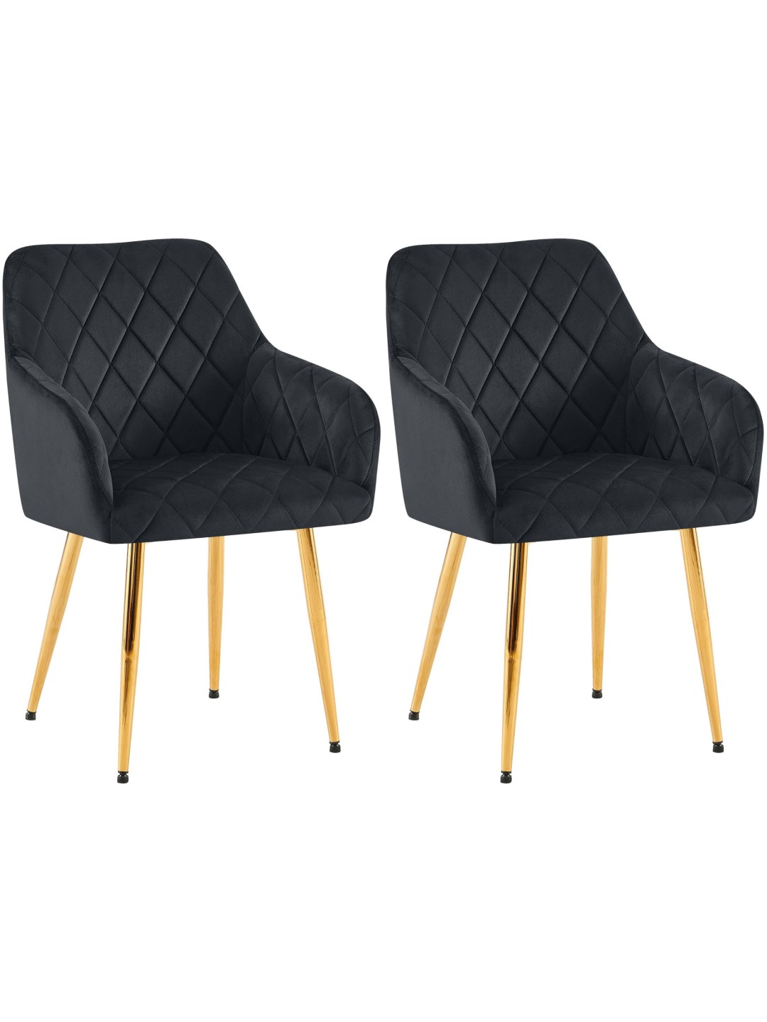 Set van 2 eetkamerstoelen Monett fluweel G, zwart
