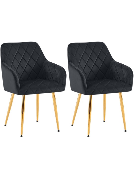 Set van 2 eetkamerstoelen Monett fluweel G, zwart