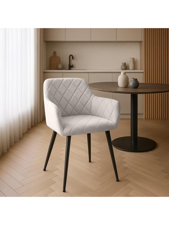 Set van 2 eetkamerstoelen Monett fluweel B, grijs