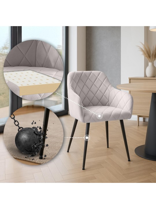 Set van 2 eetkamerstoelen Monett fluweel B, grijs