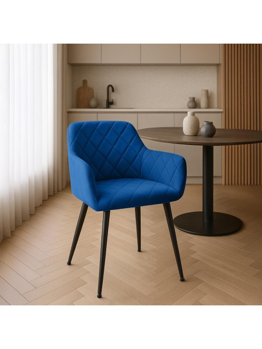 Set van 2 eetkamerstoelen Monett fluweel B, donkerblauw