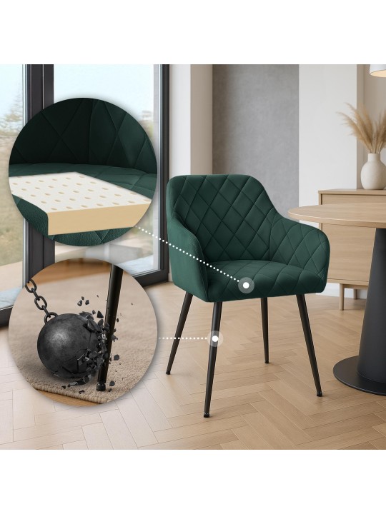 Set van 2 eetkamerstoelen Monett fluweel B, groen