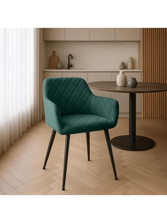 Set van 2 eetkamerstoelen Monett fluweel B, groen