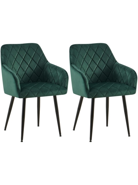 Set van 2 eetkamerstoelen Monett fluweel B, groen
