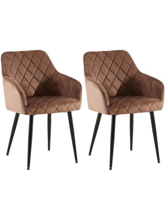Set van 2 eetkamerstoelen Monett fluweel B, bruin