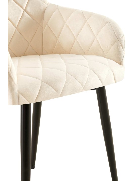 Set van 2 eetkamerstoelen Monett fluweel B, crème