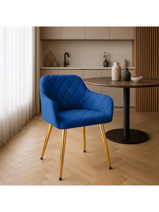 Set van 2 eetkamerstoelen Monett fluweel G, donkerblauw