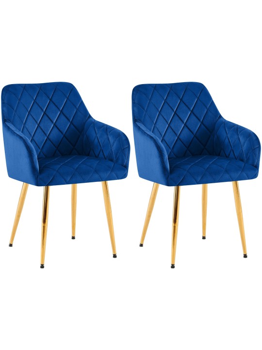 Set van 2 eetkamerstoelen Monett fluweel G, donkerblauw