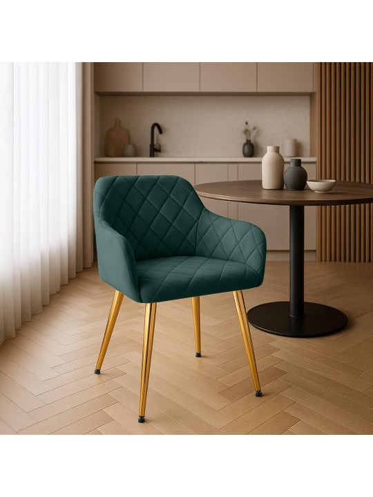 Set van 2 eetkamerstoelen Monett fluweel G, groen