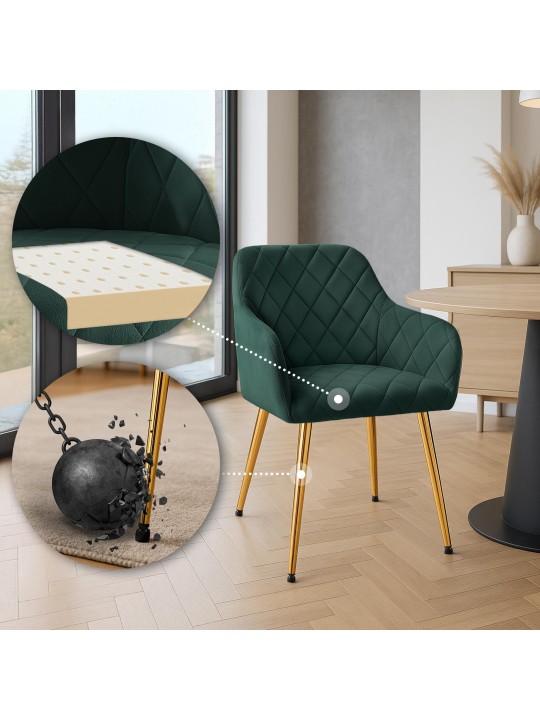 Set van 2 eetkamerstoelen Monett fluweel G, groen