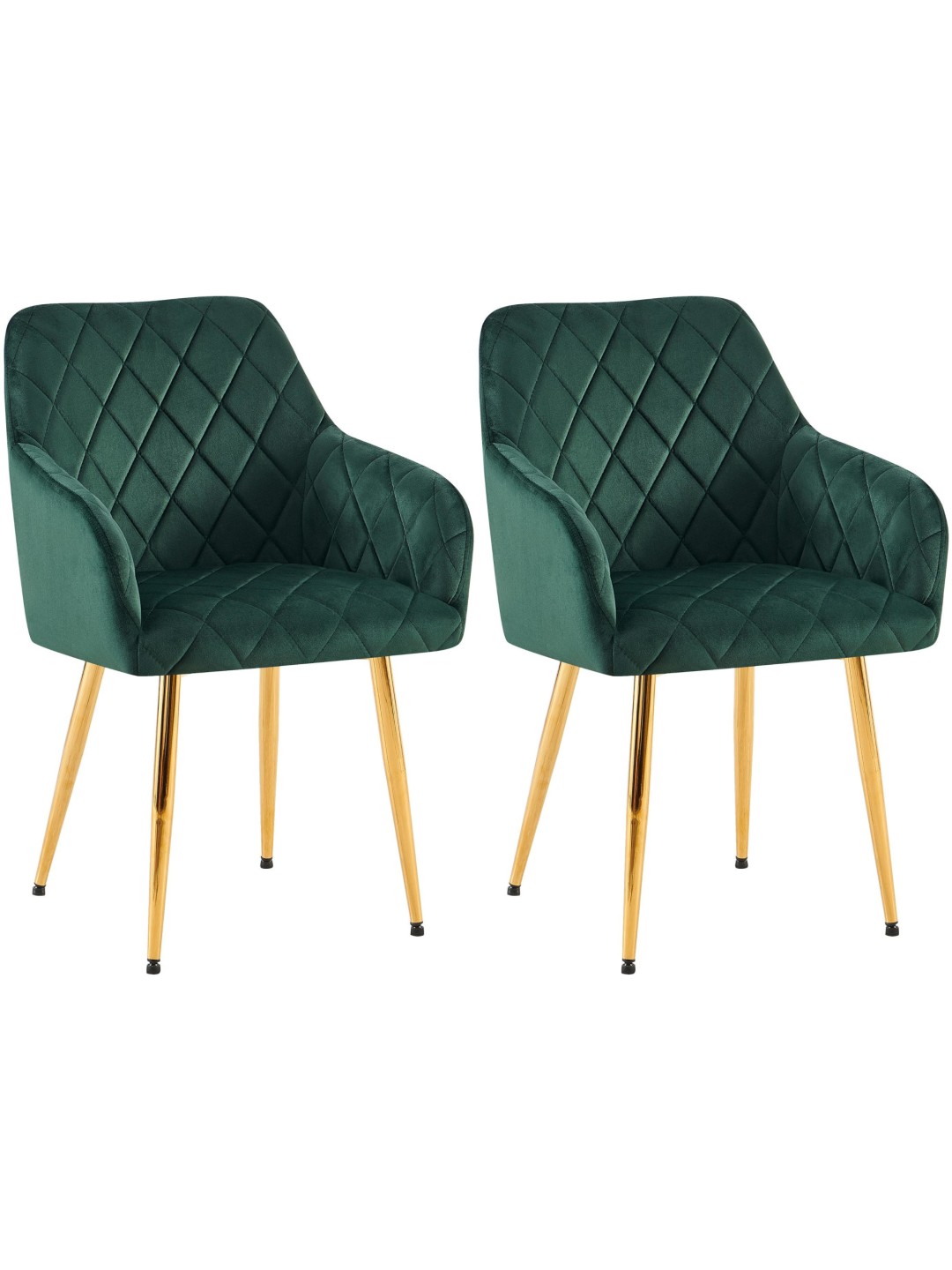 Set van 2 eetkamerstoelen Monett fluweel G, groen