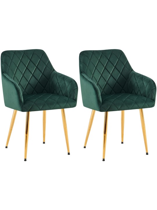 Set van 2 eetkamerstoelen Monett fluweel G, groen