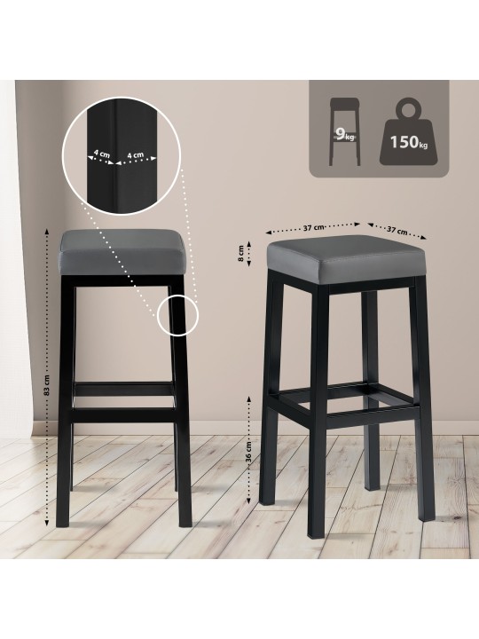 Barkruk Taylor B85 kunstleer, grijs