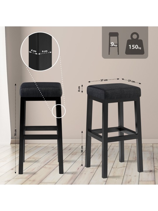 Barkruk Taylor B80 stof, donkergrijs