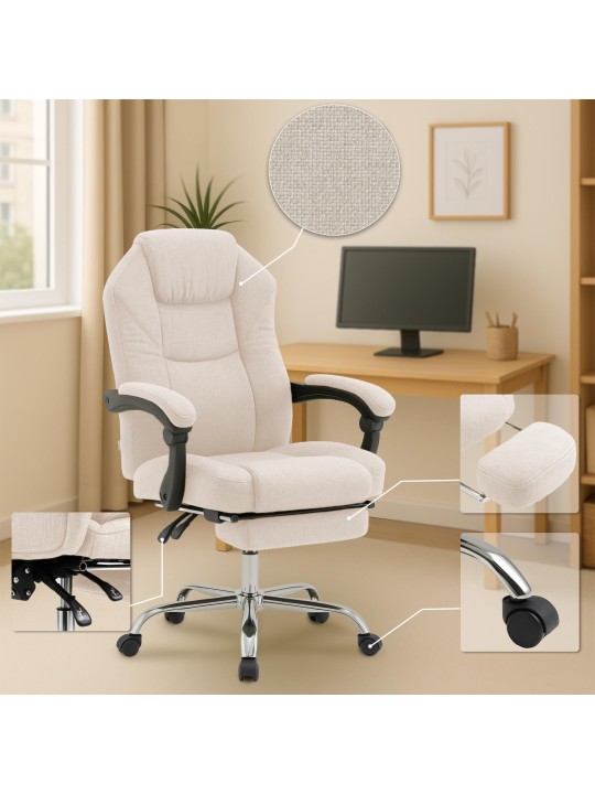 Bureaustoel Castle stof, crème